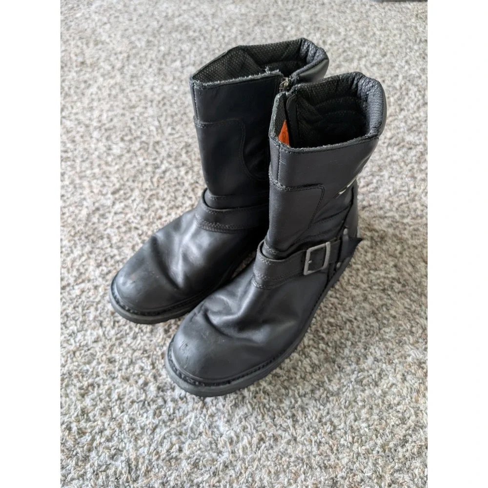 Harley-Davidson Mens Black Leather Hustin Waterproof Riding Boots D95194 Size 13
